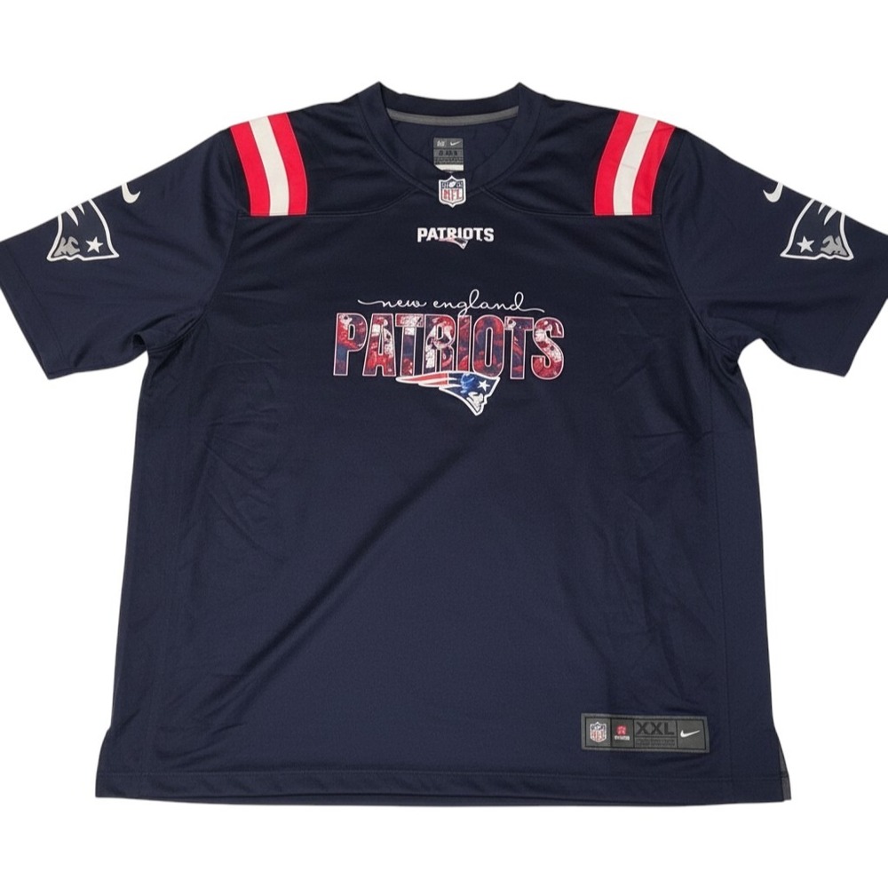 New Nike New England Patriots Jersey Mens XXL Navy Skull Graphic NFL
